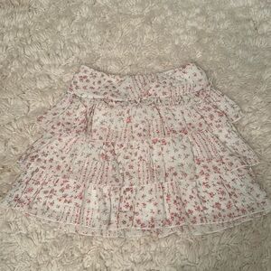 Altar’d State Floral Pink Ruffled Skirt